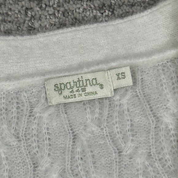 Spartina 449 Nadine Cardigan Sweater Womens XS Ivory Mohair Wool Button Front - Picture 2 of 9